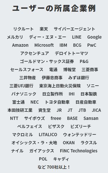 CREEDO登録ユーザーの所属企業